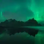 Vestrahorn mountain reflected in the sea under the Northern Lights, Iceland Photo Tour Vestrahorn under the Northern Lights | Iceland Photo Tour